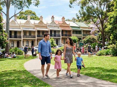 magnific a young family walking park inner west sydney